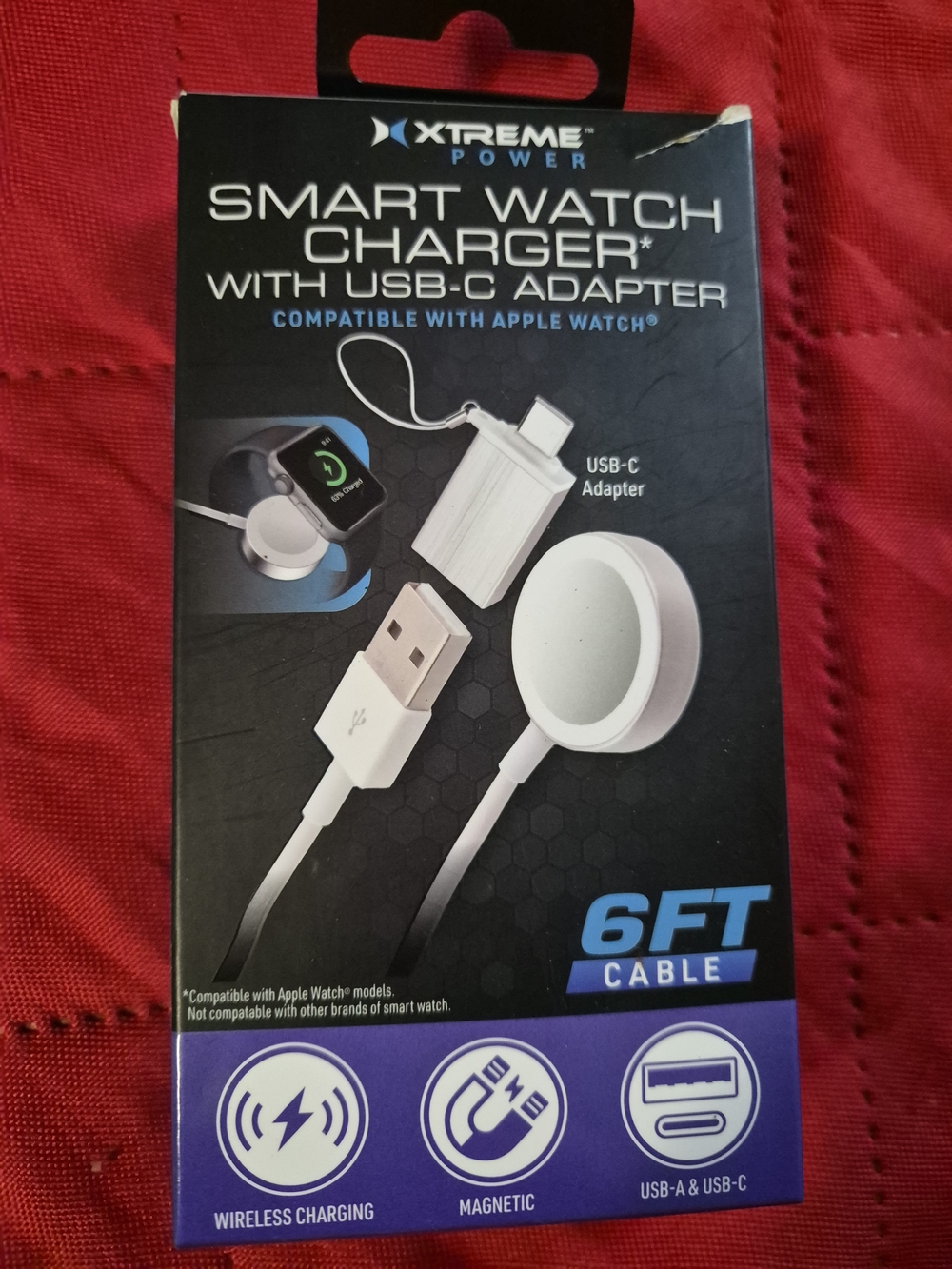 White Smart Watch Charger with USB-C Adapter - 6ft